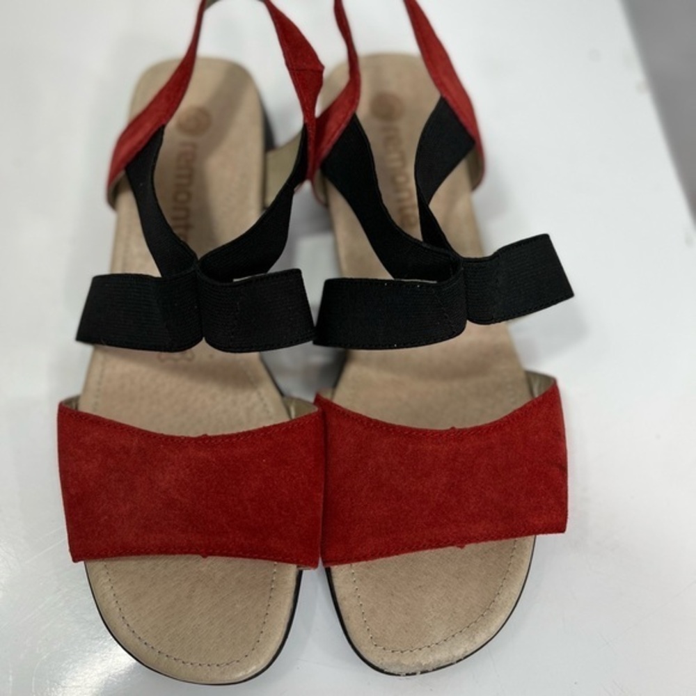 Remonte red and black suede sandals euro size 39